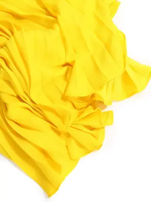 Jupe taille haute longueur midi en crêpe plissé jaune vif Prix boutique 250€ Taille XS — photo 4