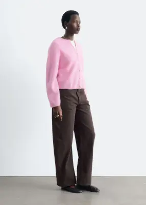 Cardigan en maille d’alpaga mélangé - Rose — photo 4