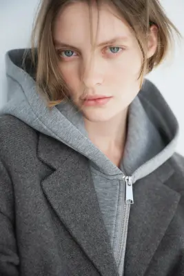 Blazer en laine mélangée - Gris chiné — photo 3