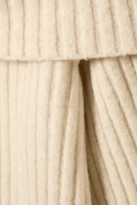 Pull côtelé à épaules dénudées - Beige clair — photo 4