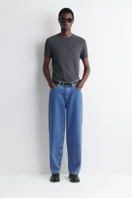 T-SHIRT SLIM EN COTON CÔTELÉ - GRIS FONCÉ — photo 2