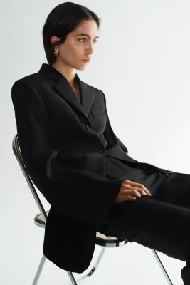 Blazer droit en laine - Noir — photo 1