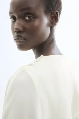 Blouse avec détail façon cape - Crème — photo 3