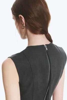 Mini-robe à franges - Gris foncé — photo 4