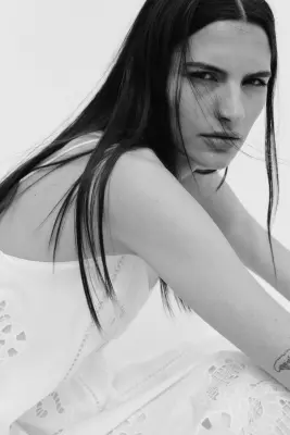 Robe en coton avec broderie anglaise - Blanc — photo 3
