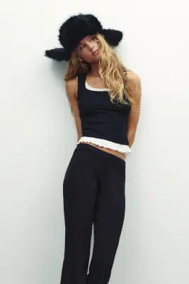 Pantalon chic avec plis - Noir denim — photo 1