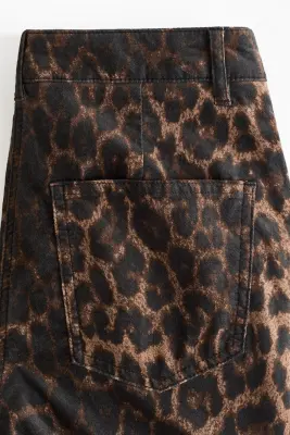 Pantalon barrel en velours - Marron foncé/imprimé léopard — photo 4