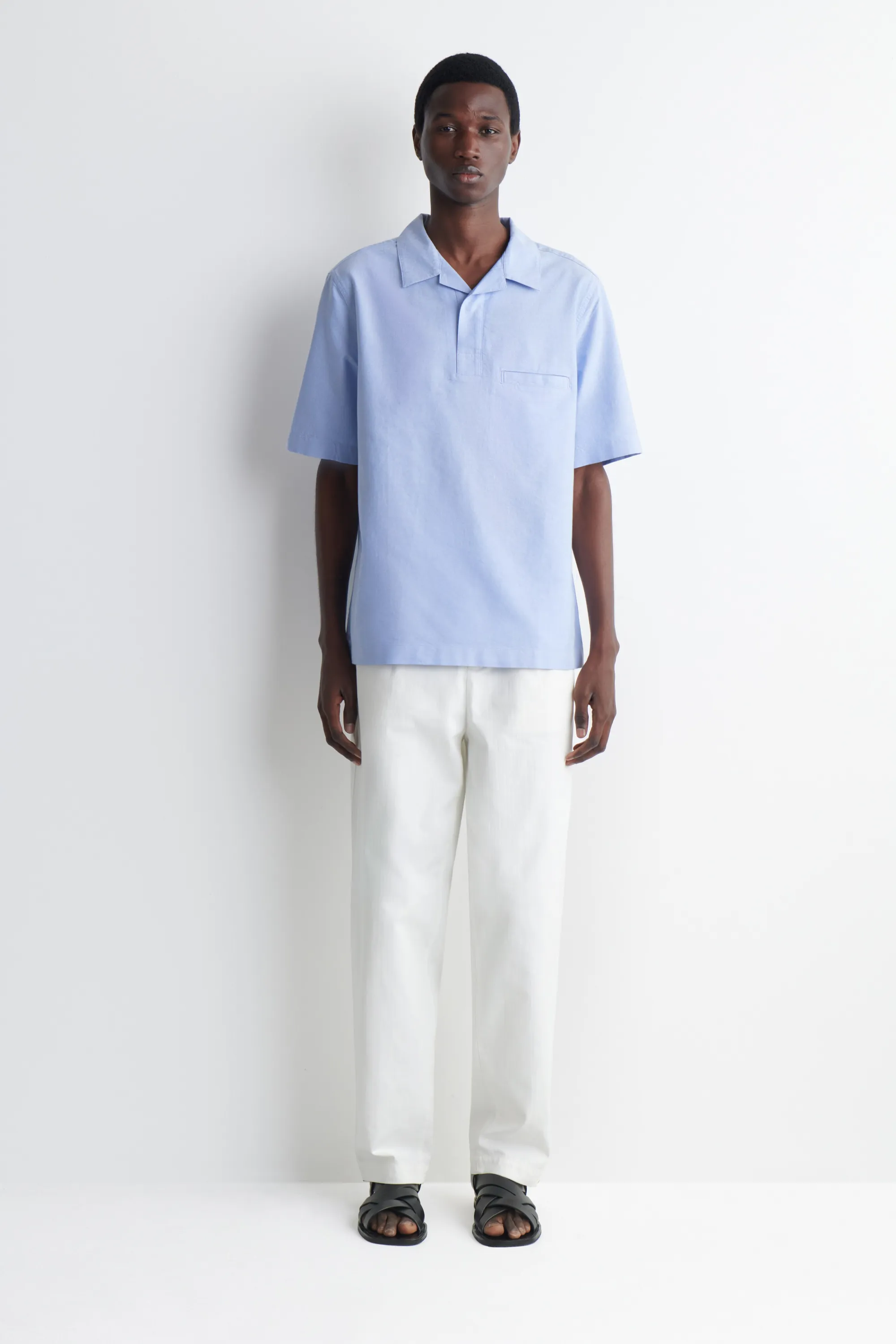 CHEMISE POPOVER EN COTON OXFORD - BLEU CIEL