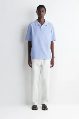 CHEMISE POPOVER EN COTON OXFORD - BLEU CIEL — photo 1
