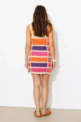 Robe courte en crochet Femme — photo 4