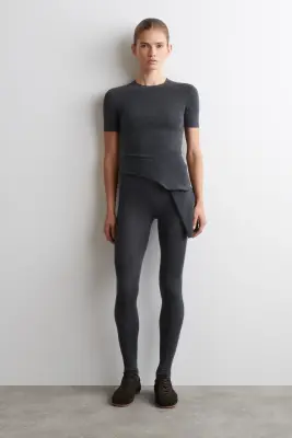 T-SHIRT SANS COUTURE EN LAINE MÉRINOS - GRIS ANTHRACITE CHINÉ — photo 2