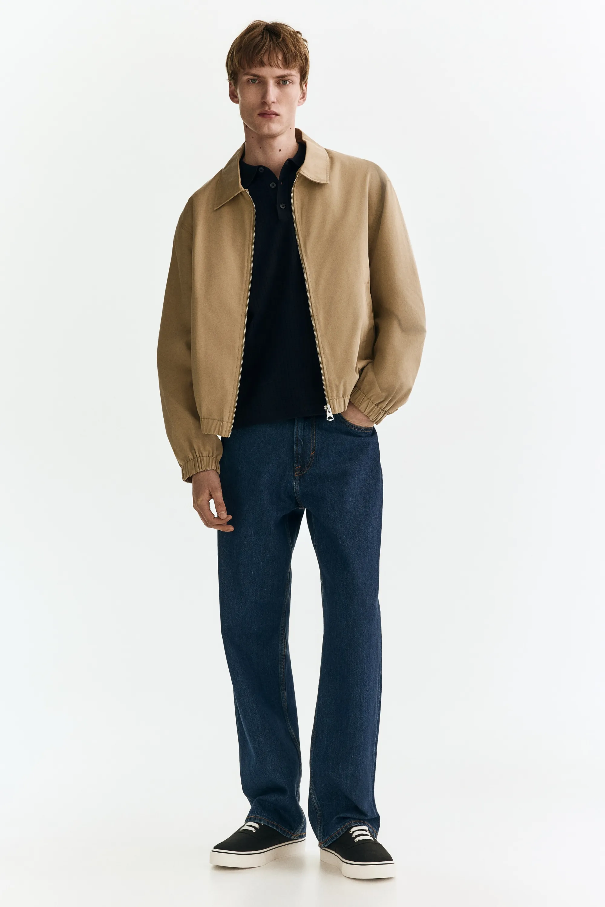 Polo Regular Fit en maille texturée - Bleu marine