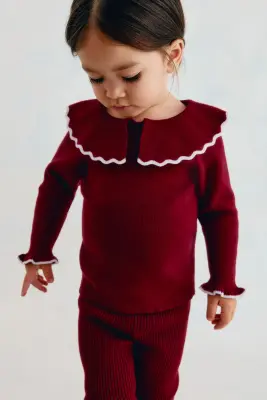 Ensemble 2 pièces en maille de coton - Rouge foncé — photo 2
