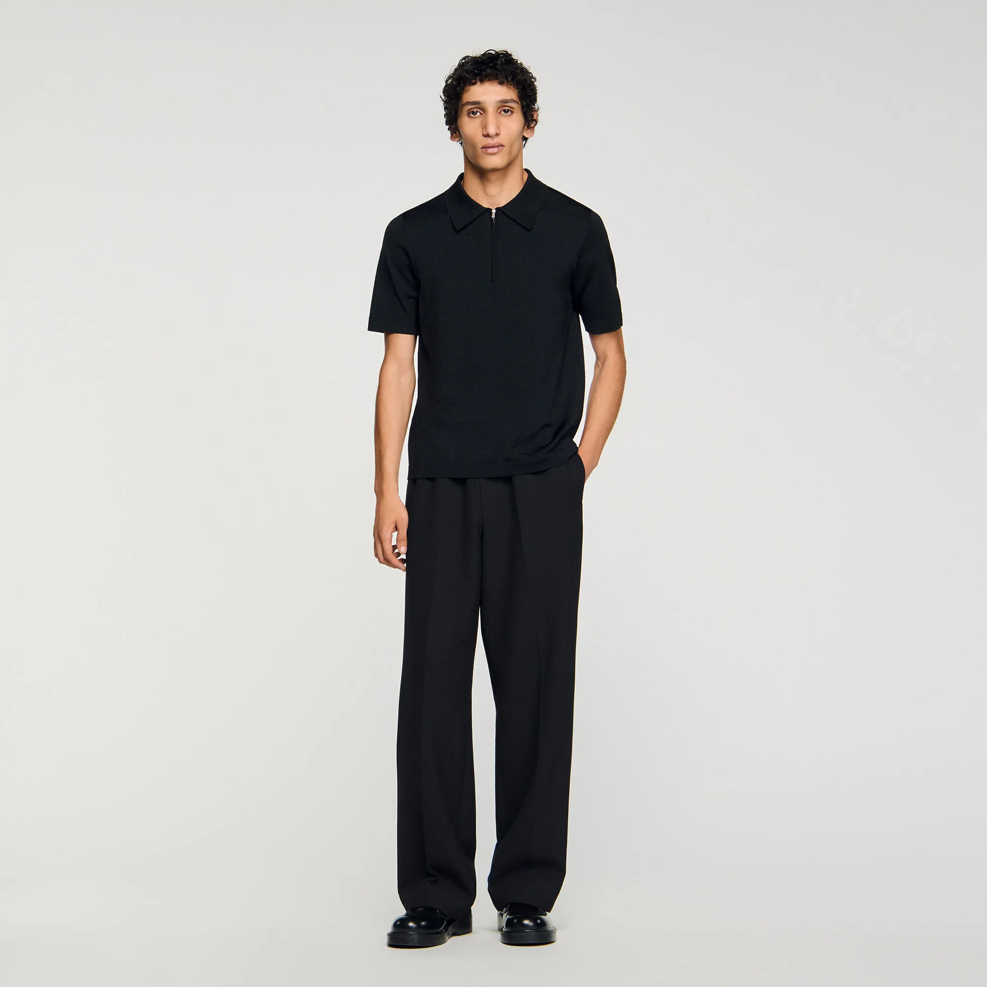 Polo en maille à col zippé