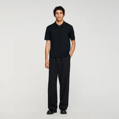 Polo en maille à col zippé