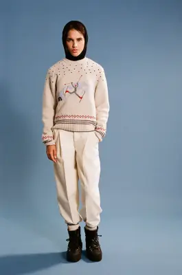 Pull Lucette écru et bleu Balzac Paris x Pyrenex — photo 2