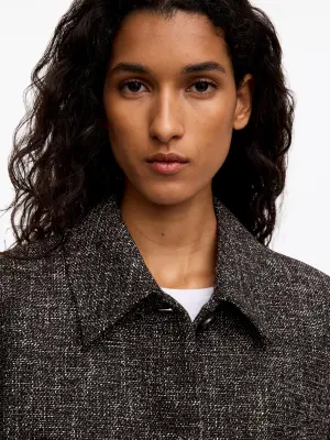 Veste raccourcie en laine mélangée - Gris chiné — photo 3