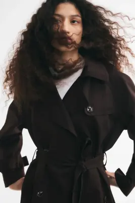 Trench-coat avec ceinture à nouer - Marron foncé — photo 2