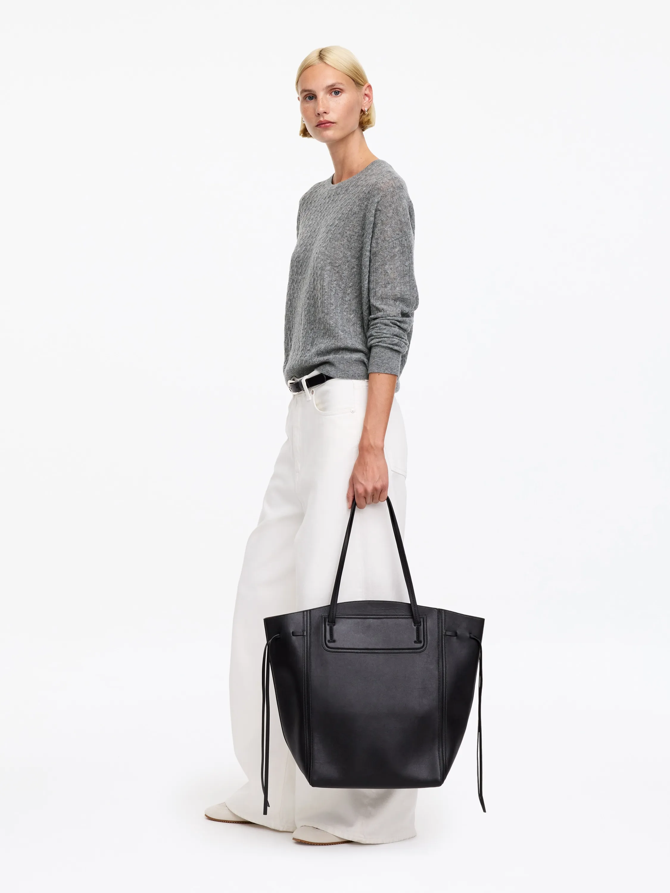 Pull en maille torsadée 100 % cachemire - gris