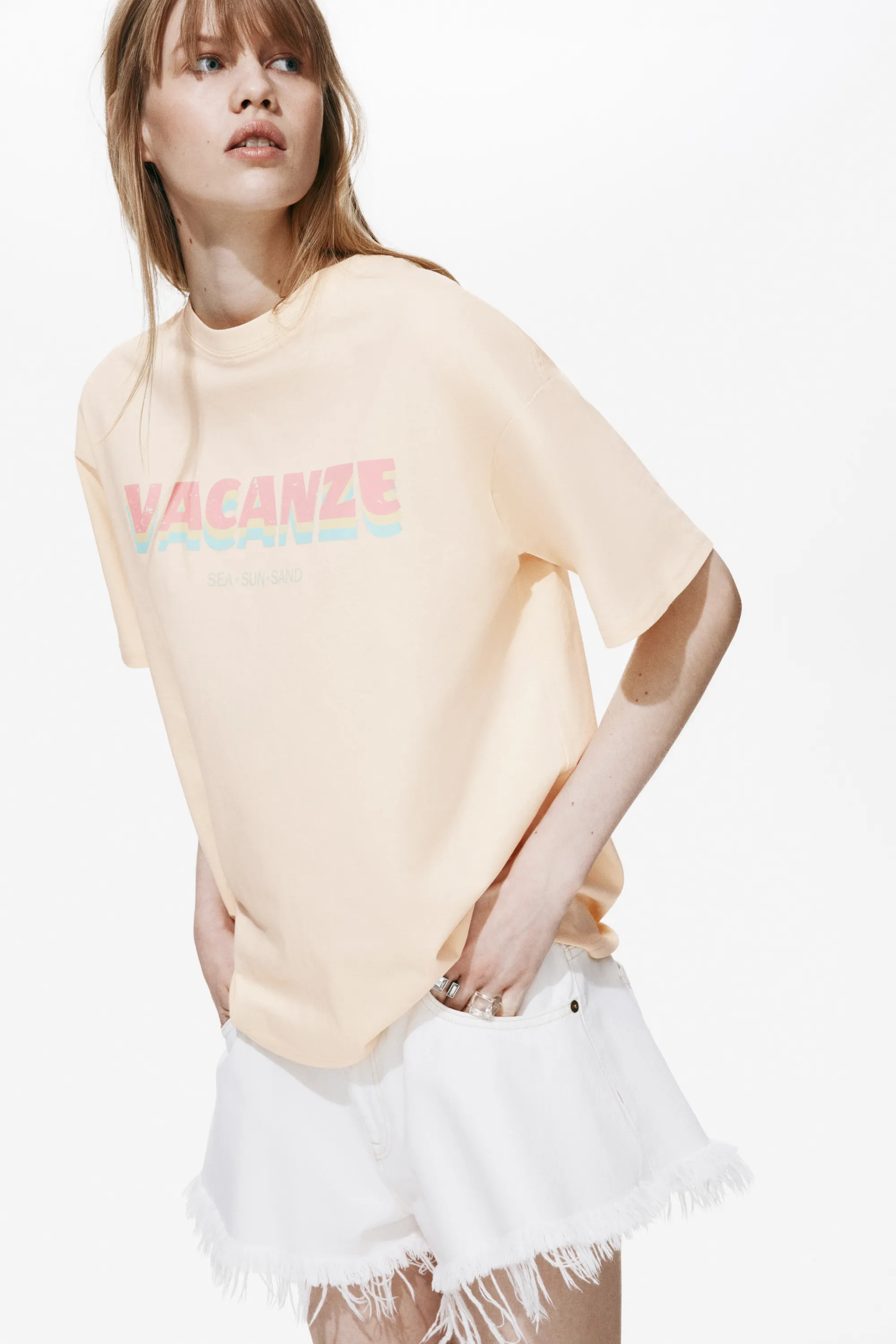 T-shirt oversize imprimé - Jaune clair/Vacanze