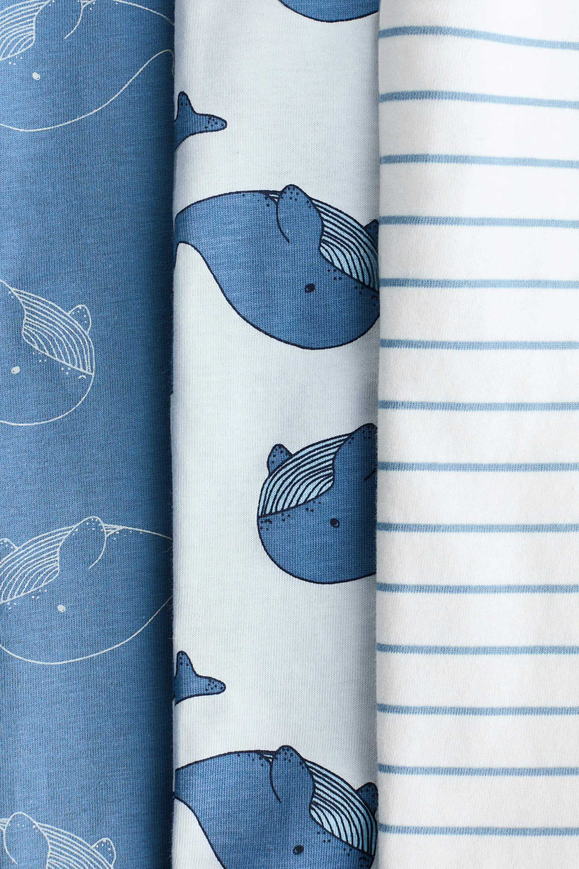 Lot de 3 pyjamas courts - Bleu ancien/baleines