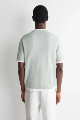 T-SHIRT EN MAILLE DE LIN - VERT CLAIR — photo 3