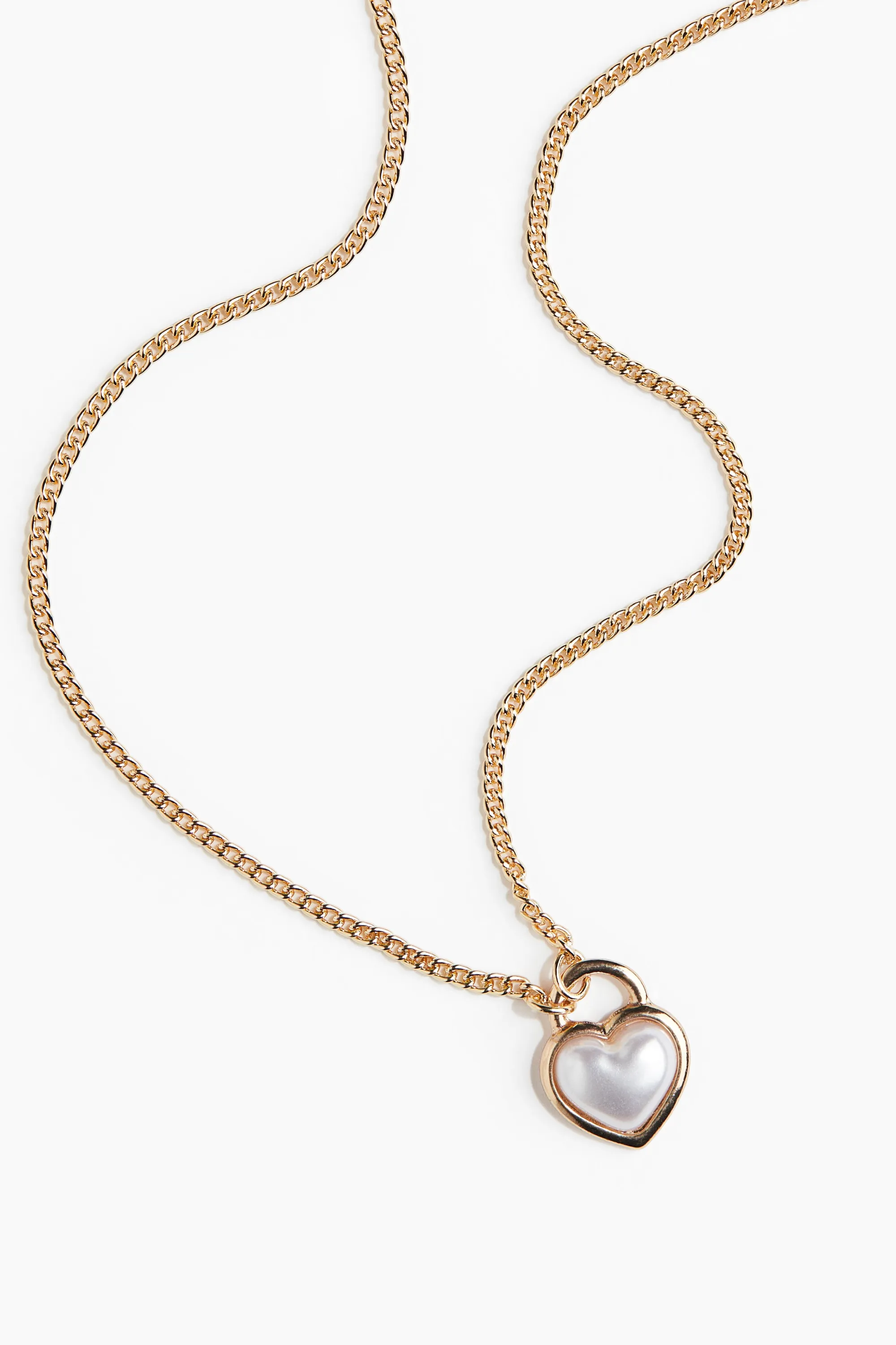 Collier avec pendentif cœur - Doré/blanc
