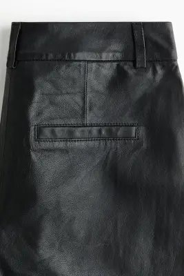Pantalon chic en cuir - Noir — photo 4