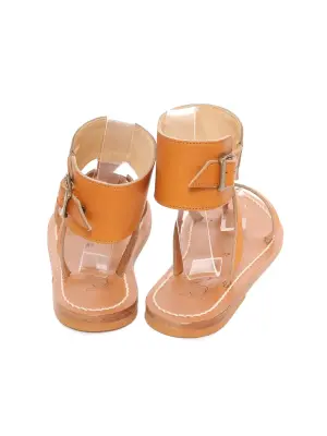 Sandales plates DELTA à bride cheville en cuir camel Prix boutique 235€  Taille 37 — photo 4