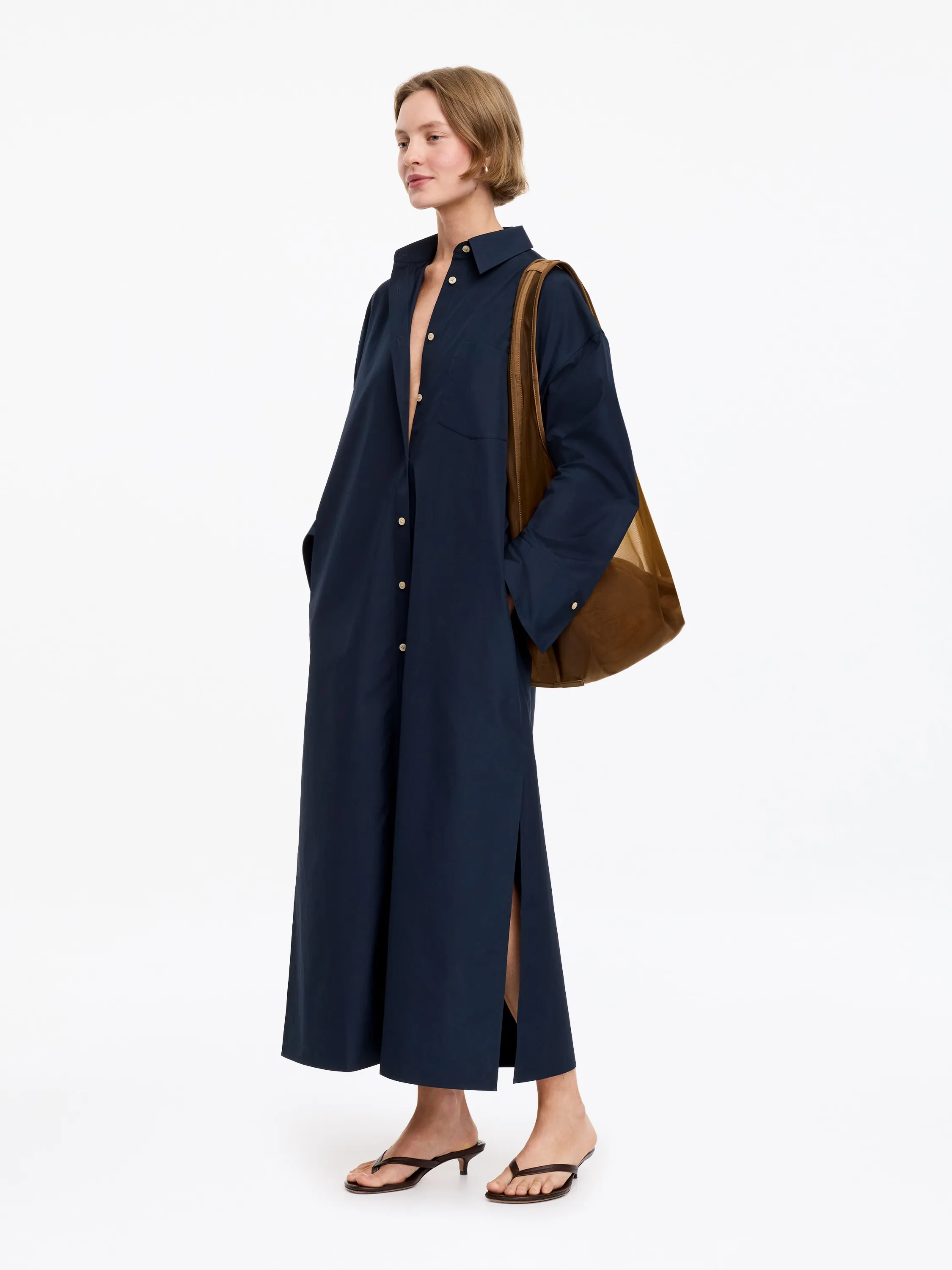Robe-chemise en coton - Bleu foncé