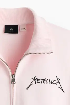 Veste imprimée Oversized Fit avec capuche et zip - Rose clair/Metallica — photo 5
