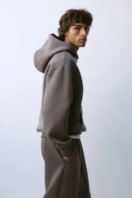 Hoodie de sport Oversized Fit DryMove™ - Taupe — photo 4