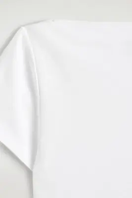 T-SHIRT SLIM EN COTON À COL BATEAU - BLANC — photo 5