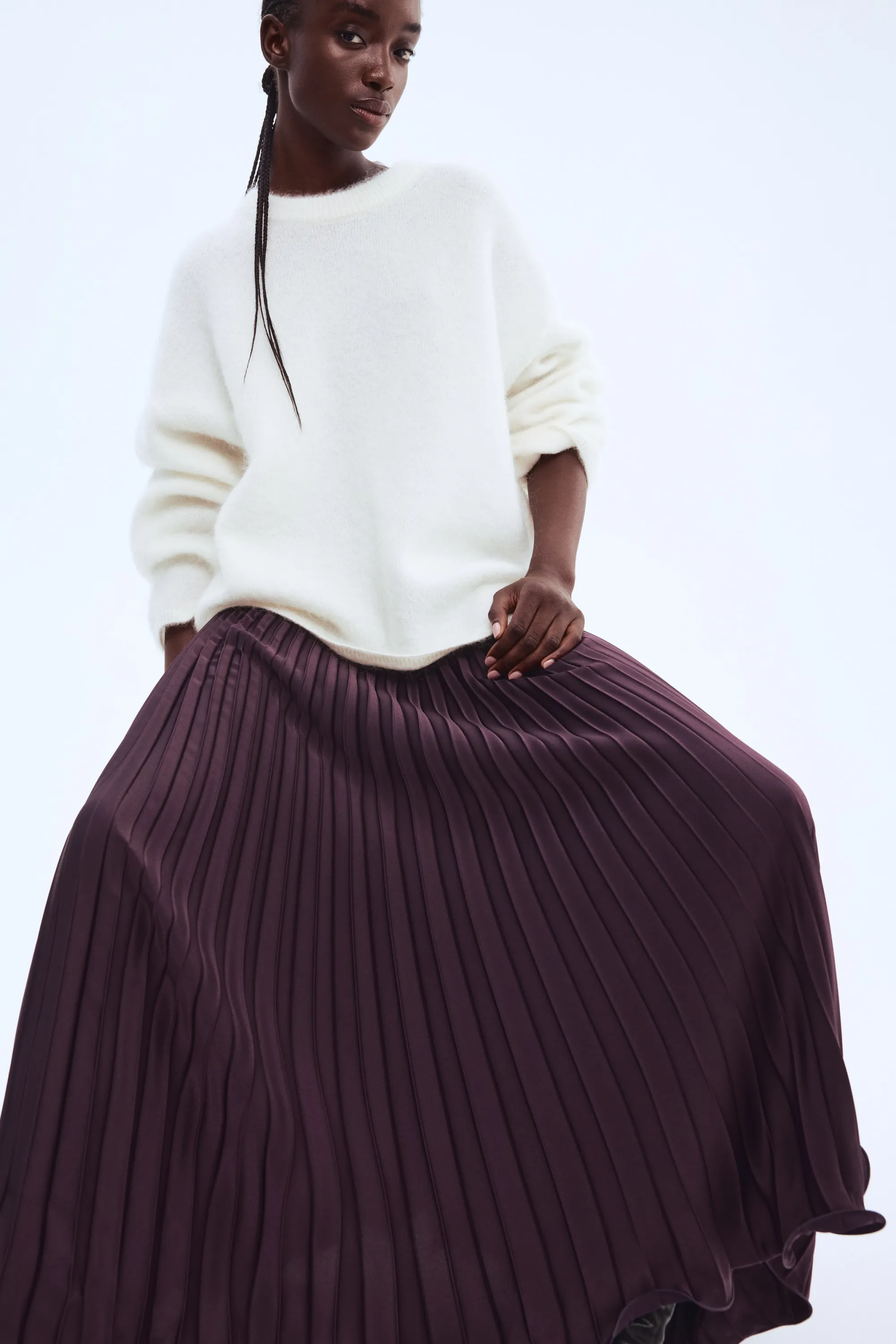 Jupe maxi plissée - Violet foncé