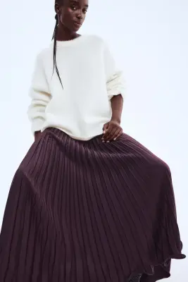 Jupe maxi plissée - Violet foncé — photo 1