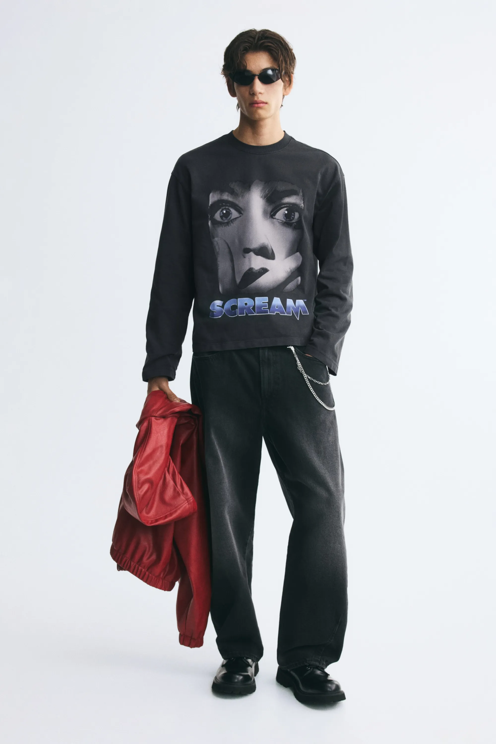 T-shirt imprimé Regular Fit Boxy en coton - Noir/Scream