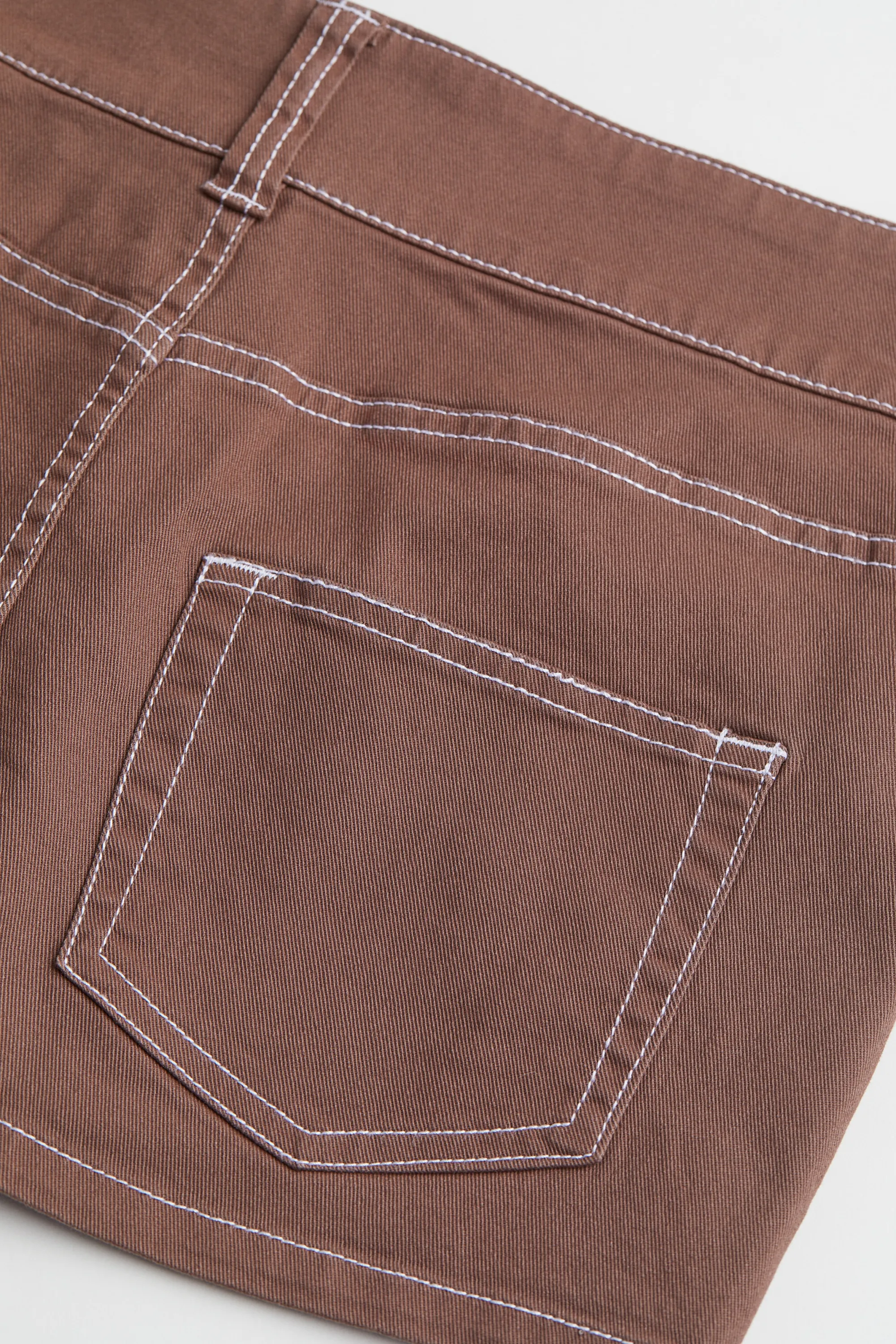 Jupe courte en twill - Marron