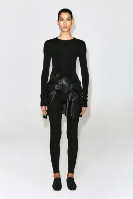 TOP À MANCHES LONGUES SANS COUTURE EN MÉRINOS - NOIR — photo 2