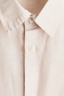 Chemise Relaxed Fit en lin mélangé - Beige clair — photo 5