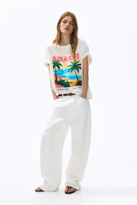 T-shirt imprimé en coton - Crème/Amalfi — photo 1