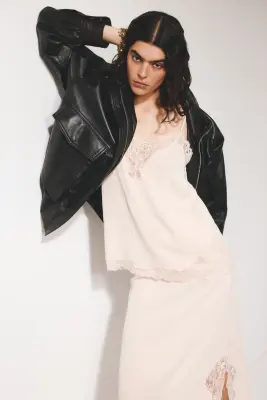 Top à bretelles fines avec dentelle - Rose pâle — photo 3