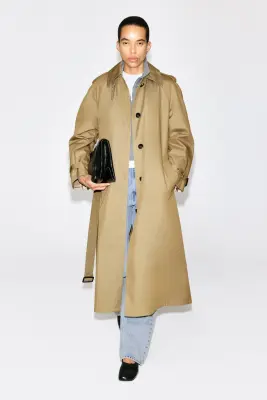 TRENCH-COAT CEINTURÉ EN COTON À FINITIONS CARREAUX - BEIGE / CARREAUX — photo 2