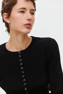 Gilet côtelé - Noir — photo 2