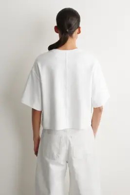 T-SHIRT OVERSIZE SILHOUETTE CARRÉE EN COTON - BLANC — photo 3