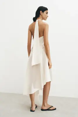 Robe dos nu asymétrique - Crème — photo 2