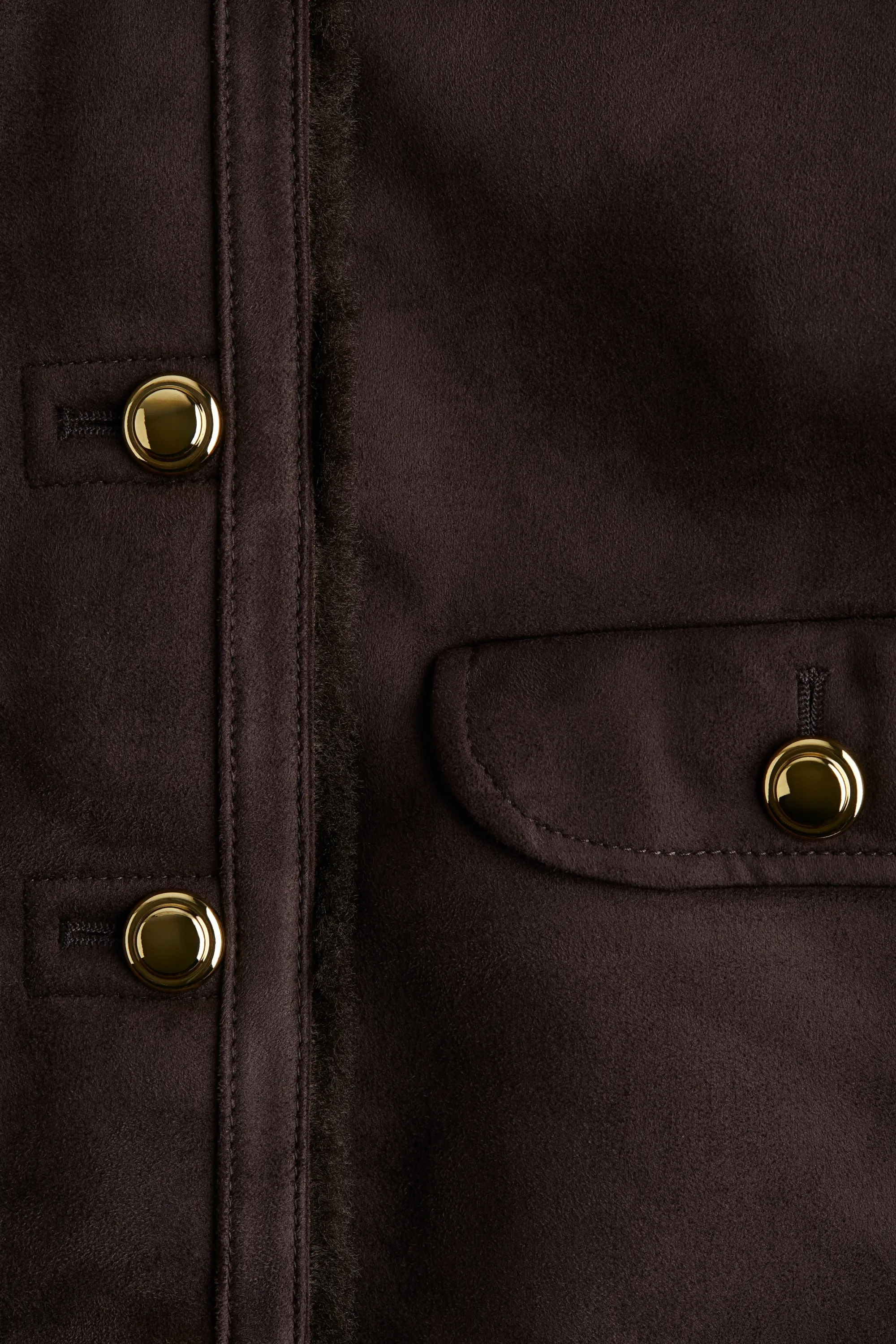 Veste doublée de tissu peluche - Marron foncé