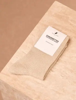 Chaussettes lurex côtelées - Doré — photo 1