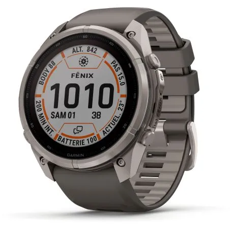 Garmin Fenix 9 Pro InReach SOLAR 51mm Sapphire Titane bracelet gris galet/gris cendré 010-04339-01