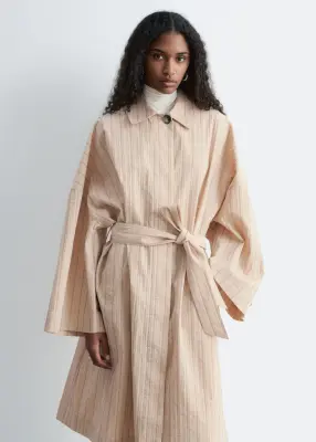 Trench-coat oversize à fines rayures - Beige/Fines rayures — photo 1