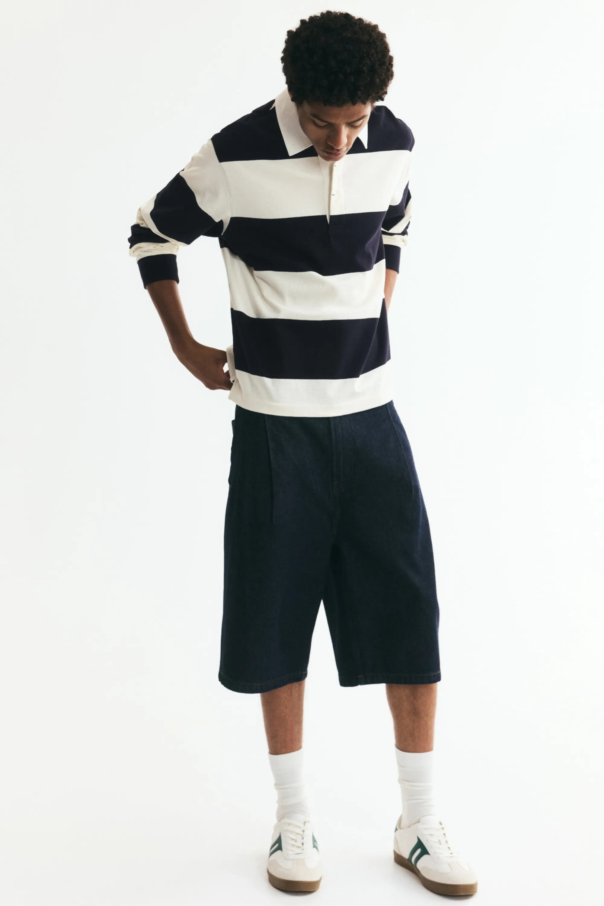 Polo de rugby Regular Fit en coton - Bleu marine/color block